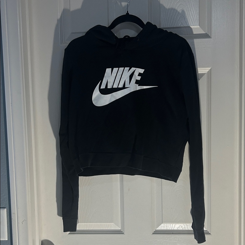 Nike Women's Black and White Logo Hoodie